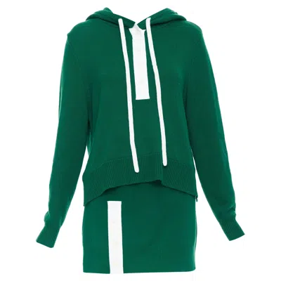 Monse 2021 Runway Green White Logo Polo Hood Sweater Mini Skirt