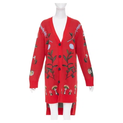 Pre-owned Monse 2022 Magic Garden Oversized Red Wool Mushroom Jacquard Cardigan S