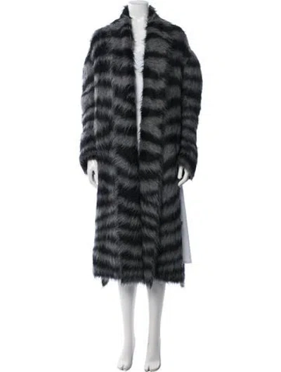 Pre-owned Monse Alpaca Striped Faux Fur Coat In Black