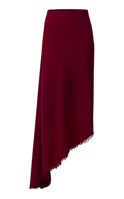 Monse Asymmetric Cascade Wool Maxi Skirt In Red
