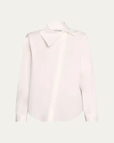 Monse Asymmetric Collar Button Down Blouse In Ivory