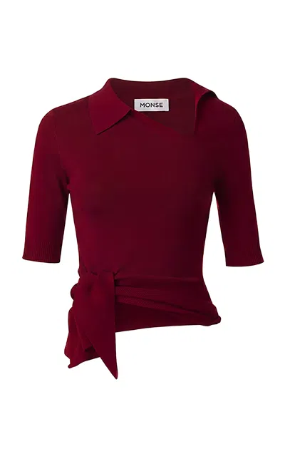 Monse Asymmetric Cutout Merino Wool Rugby Polo In Red