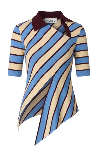 Monse Asymmetric Cutout Merino Wool Rugby Polo In Multi
