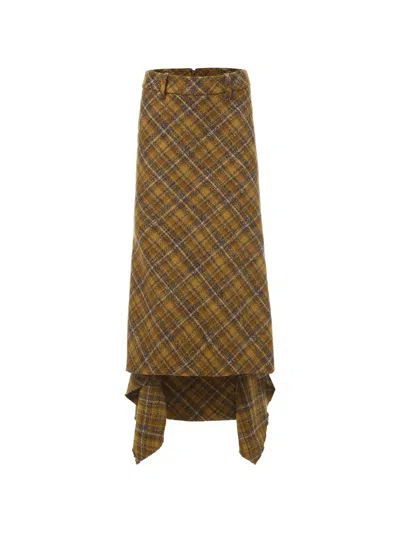 Monse Asymmetric Tweed Skirt In Brown