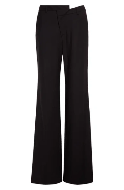 Monse Asymmetric Waistband Stretch Wool Trousers In Black