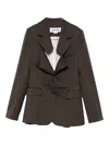 Monse Asymmetrical-lapel Buttoned Jacket In Brown