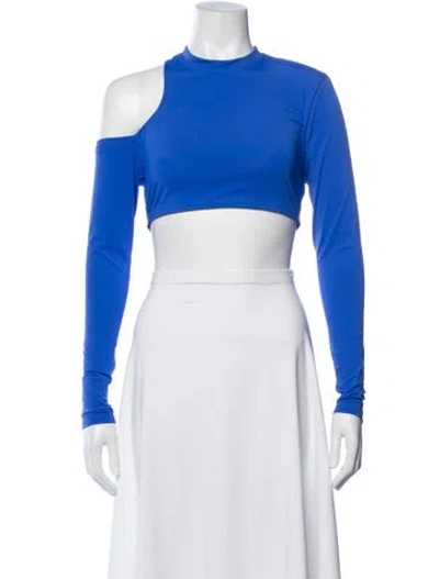 Pre-owned Monse Asymmetrical Long Sleeve Crop Top In Blue