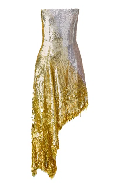 Monse Asymmetrical Metallic Ombre Midi Dress In Multi