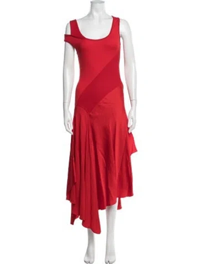 Pre-owned Monse Asymmetrical Midi Length Dress In Red