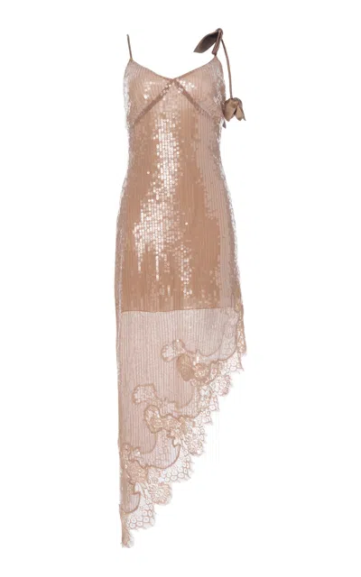 Monse Asymmetrical Sequined Mid Dress In Neutral