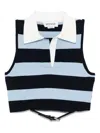 Monse Leather Belt Back Cut-out Sleeveless Knitted Top In Blue