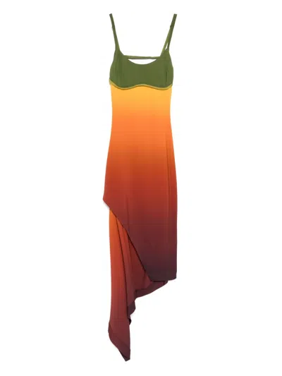 Monse Back Cut-out Ombré Jersey Dress In Orange