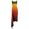 Monse Back Cutout Ombré Jersey Dress In Ombre Rust Print