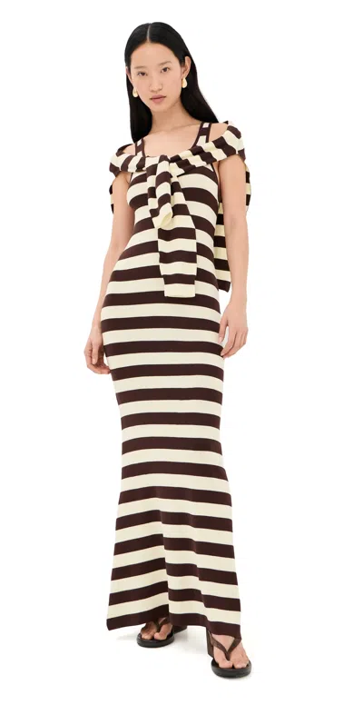 Monse Back Knot Knitted Maxi Dress Teak/ivory