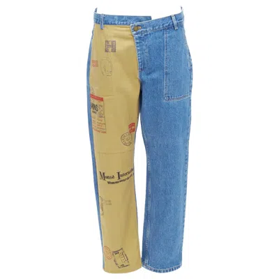 Pre-owned Monse Beige Blue Postcard Print Camo Split Contrast Jeans Us6 M