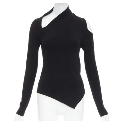 Pre-owned Monse Black Extrafine Merino Wool Cut Out Cold Shoulder Sweater Xs