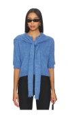 Monse Cropped Polo Knit Top With Scarf In Blue