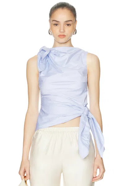 Monse Bow Drape Shirting Top In Blue
