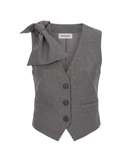 Monse Bow-detail Cropped Vest In Gray