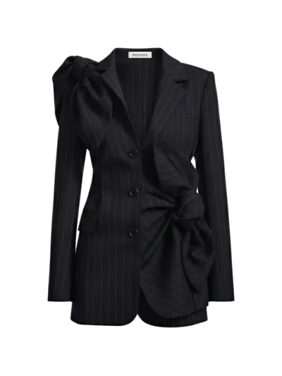 Monse Bow-detail Pinstripe Dress In Black