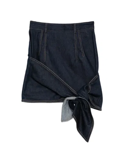 Monse Bow-tie Denim Mini Skirt In Blue
