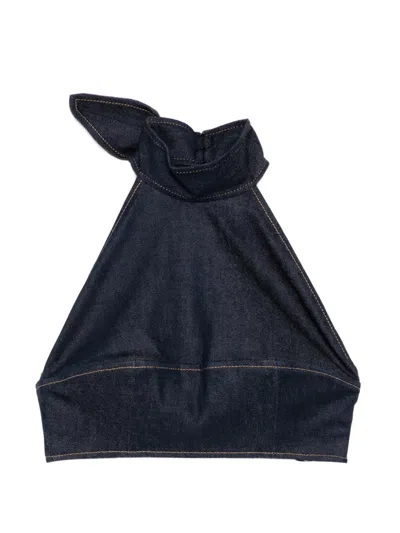 Monse Bow-tie Halter Bustier In Blue