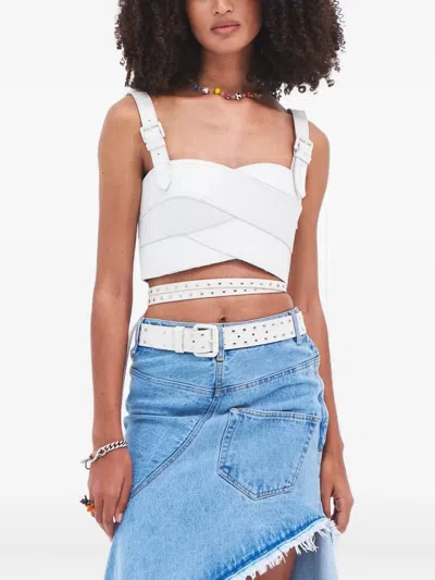 Monse Buckle-strap Leather Top In White