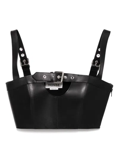 Monse Buckled Leather Top In Black