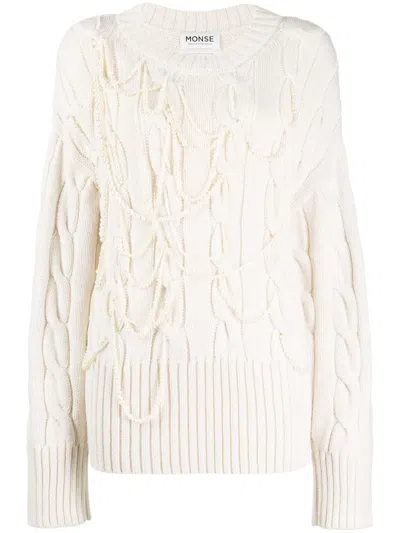 Monse Cable-knit Embellished Jumper In White