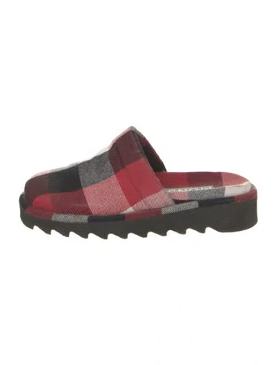 Pre-owned Monse Canvas Plaid Print Mules In Red