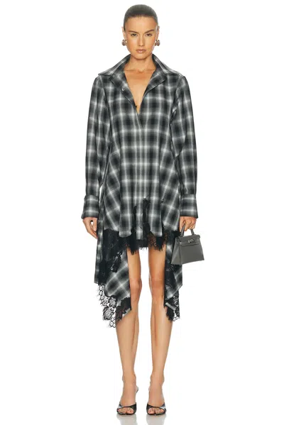 Monse Cascade Front Lace Hem Shirt Dress In Multi