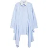 Monse Cascade Front Stripe Button-up Shirt In Light Blue Stripe