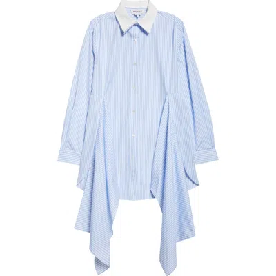 Monse Cascade Front Stripe Button-up Shirt In Light Blue Stripe