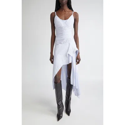 Monse Cascade Stripe Cotton Poplin Dress In White