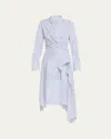 Monse Cascade Stripe Long Sleeve Deconstructed Shirtdress In Ivory Navy