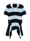 Monse Striped Half Placket Knit Polo Top