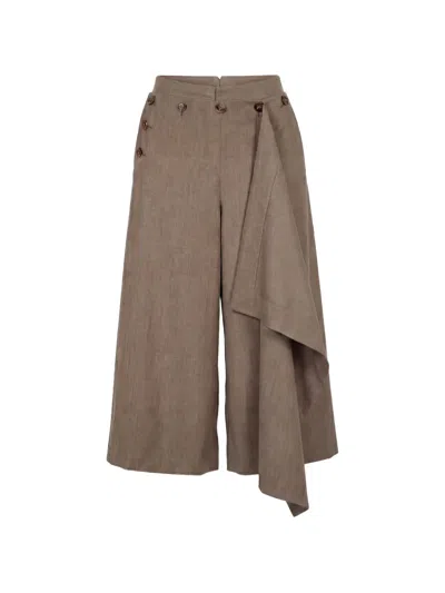 Monse Cascade-detail Trousers In Brown
