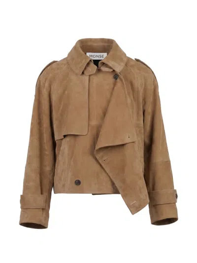 Monse Cascade-panel Suede Jacket In Multi