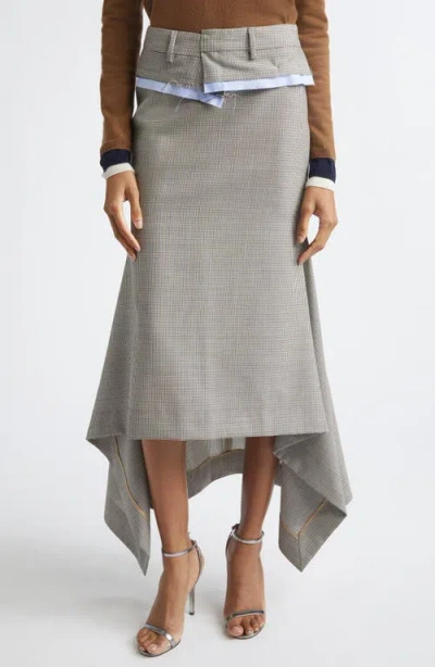 Monse Check Deconstructed Waistband Skirt In Gray