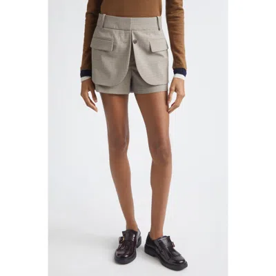 Monse Check Jacket Hem Shorts In Gray