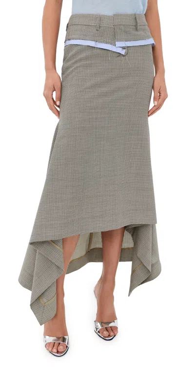 Monse Checker Suiting Skirt Brown Multi In Gray