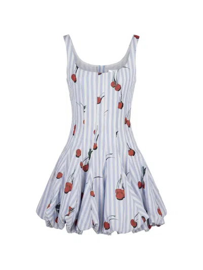 Monse Cherry-print Bubble Mini Dress In Blue