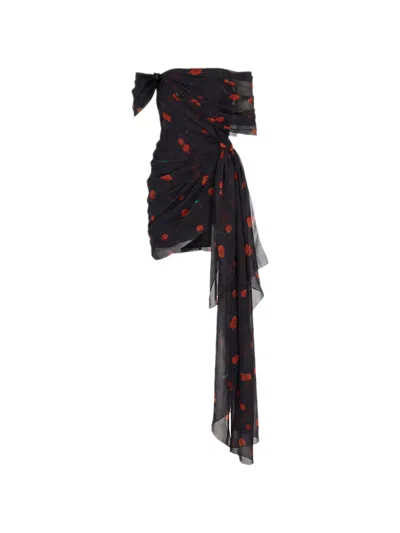 Monse Cherry-print Mini Dress In Black
