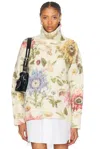 Monse Chunky Floral Wool Turtleneck Sweater In Multi