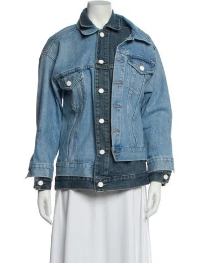 Pre-owned Monse Colorblock Pattern Denim Jacket In Blue