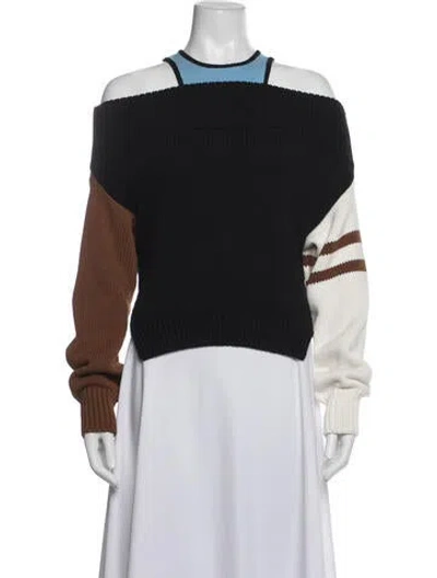 Pre-owned Monse Colorblock Pattern Off-the-shoulder Sweater In Blue