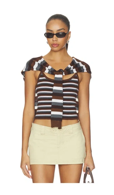 Monse Combo Stripe Cardigan Set In Brown