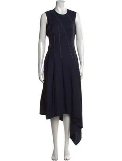 Pre-owned Monse Crew Neck Midi Length Dress In Black