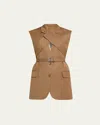Monse Criss Cross Belted Wool Jacket In Beige