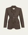Monse Crisscross Wool Blazer In Brown
